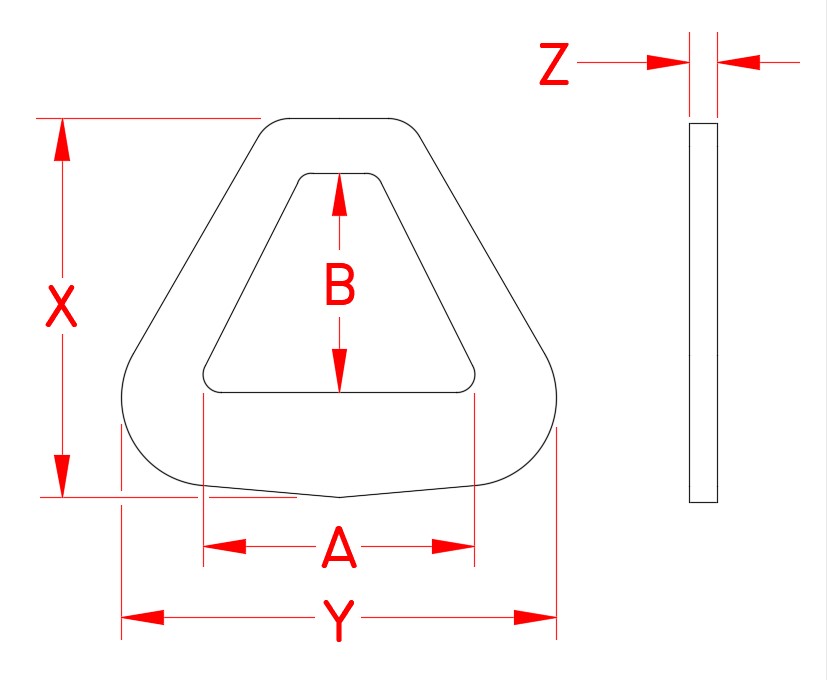 Stainless Steel Harness Link, webbing hardware, S0213-0050, Line Drawing Stainless Steel Harness Link, webbing hardware, S0213-0050, Line Drawing
